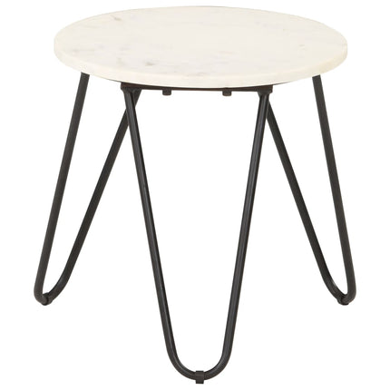 sofabord 40x40x40 cm ægte sten med marmortekstur hvid