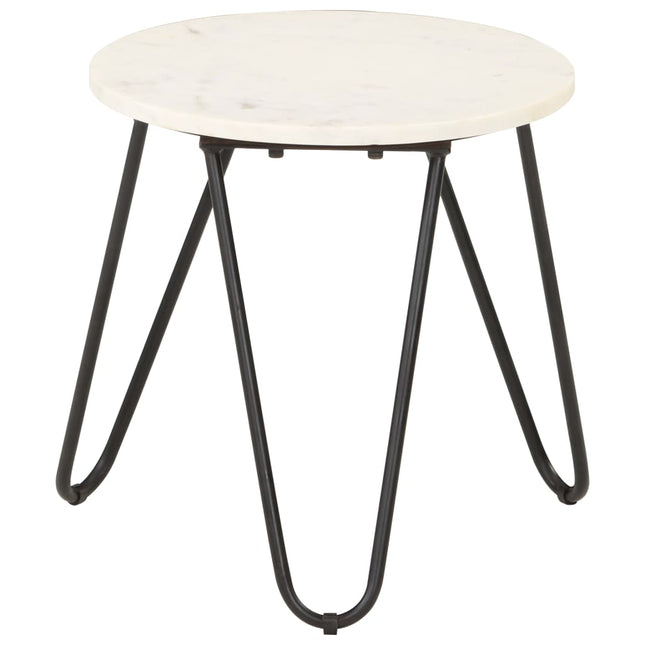 sofabord 40x40x40 cm ægte sten med marmortekstur hvid