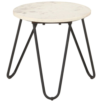 sofabord 40x40x40 cm ægte sten med marmortekstur hvid