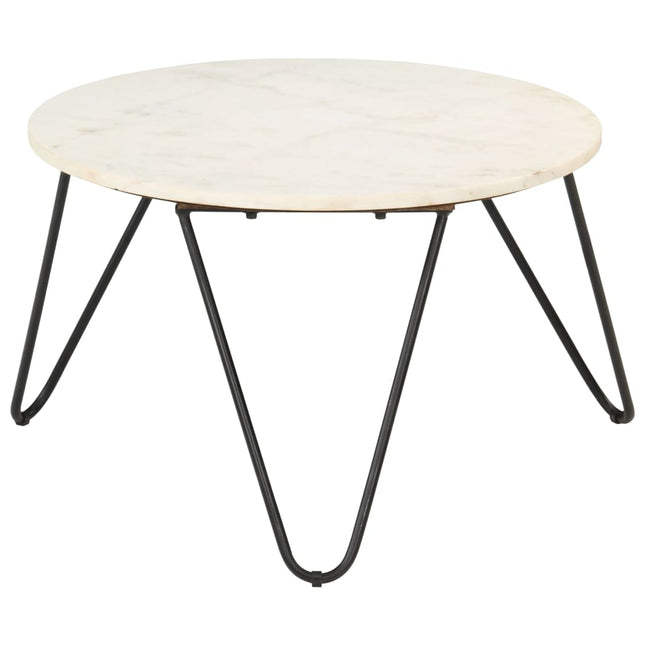 sofabord ægte sten med marmortekstur 65x65x42 cm hvid