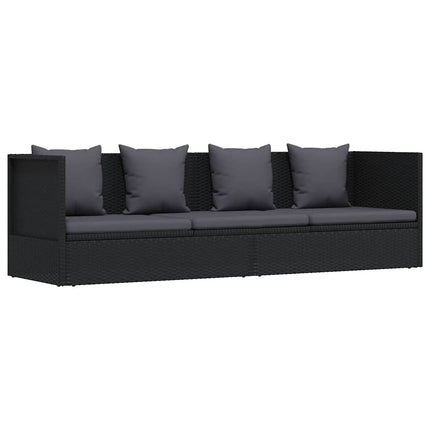 haveseng med hynde og puder polyrattan sort