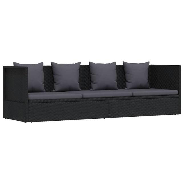 haveseng med hynde og puder polyrattan sort