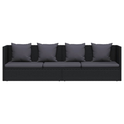 haveseng med hynde og puder polyrattan sort