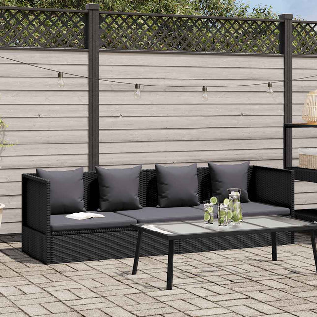 haveseng med hynde og puder polyrattan sort