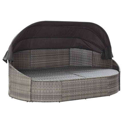 solseng med baldakin polyrattan grå