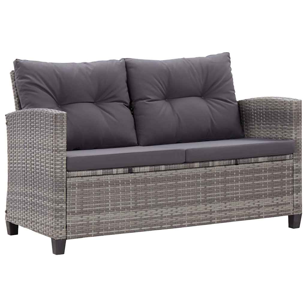 topersoners havesofa med hynder 124 cm polyrattan grå