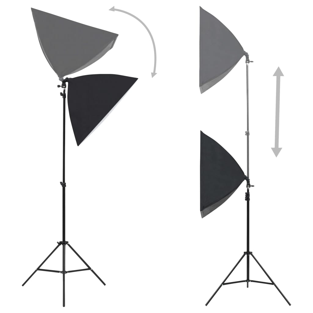 fotostudiesæt med softboxlamper og baggrunde