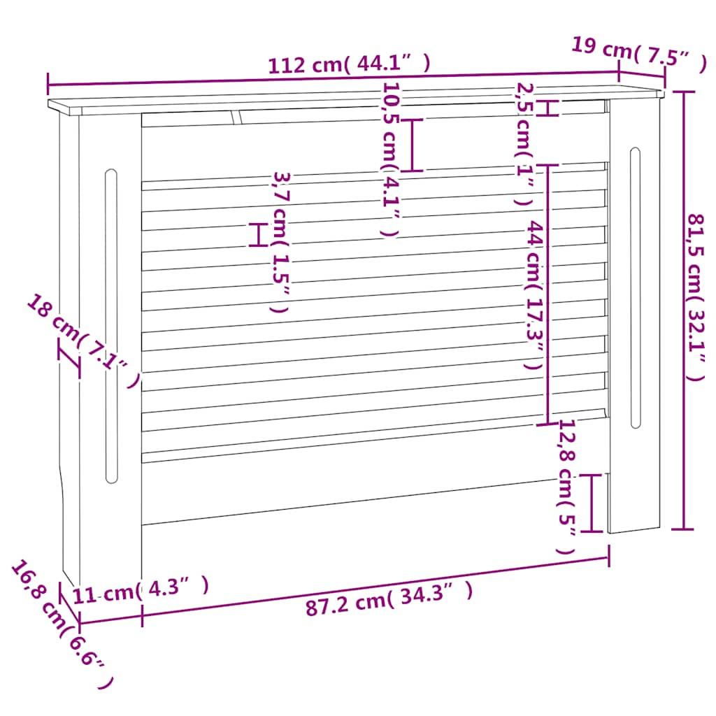 radiatorskjulere 2 stk. 112 x 19 x 81,5 cm MDF hvid