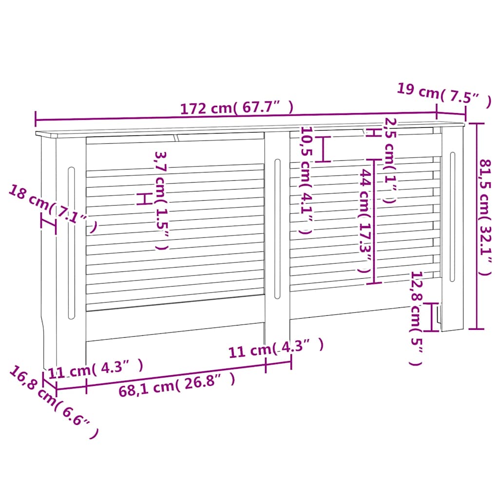 radiatorskjulere 2 stk. 172 x 19 x 81,5 cm MDF hvid