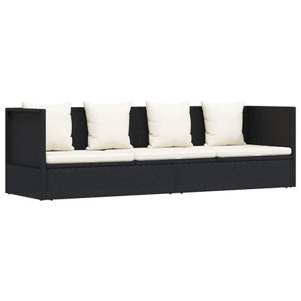 haveseng med hynde og puder polyrattan sort