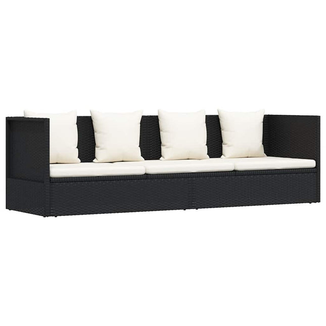 haveseng med hynde og puder polyrattan sort