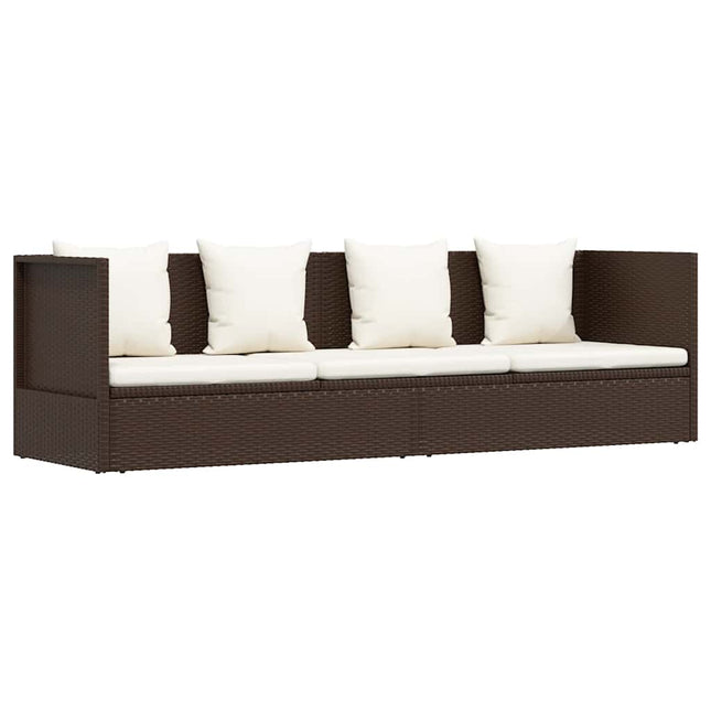 haveseng med hynde og puder polyrattan brun