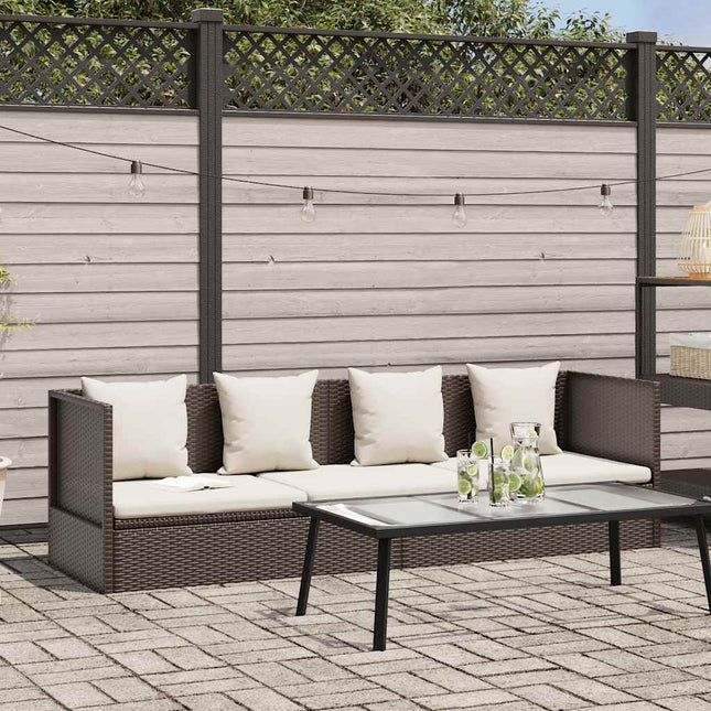 haveseng med hynde og puder polyrattan brun