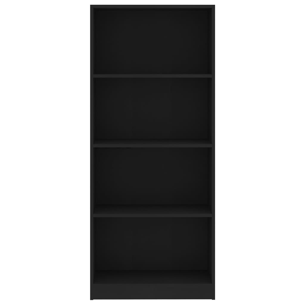 bogreol med 4 hylder 60x24x142 cm konstrueret træ sort
