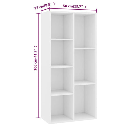 bogreol 50x25x106 cm konstrueret træ hvid