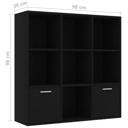 bogreol 98x30x98 cm konstrueret træ sort