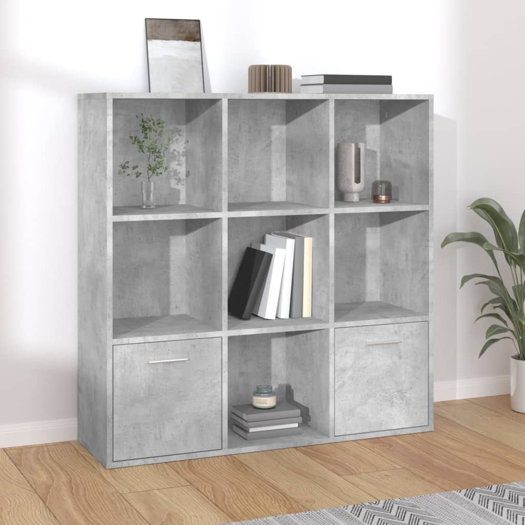 bogreol 98x30x98 cm konstrueret træ betongrå billede