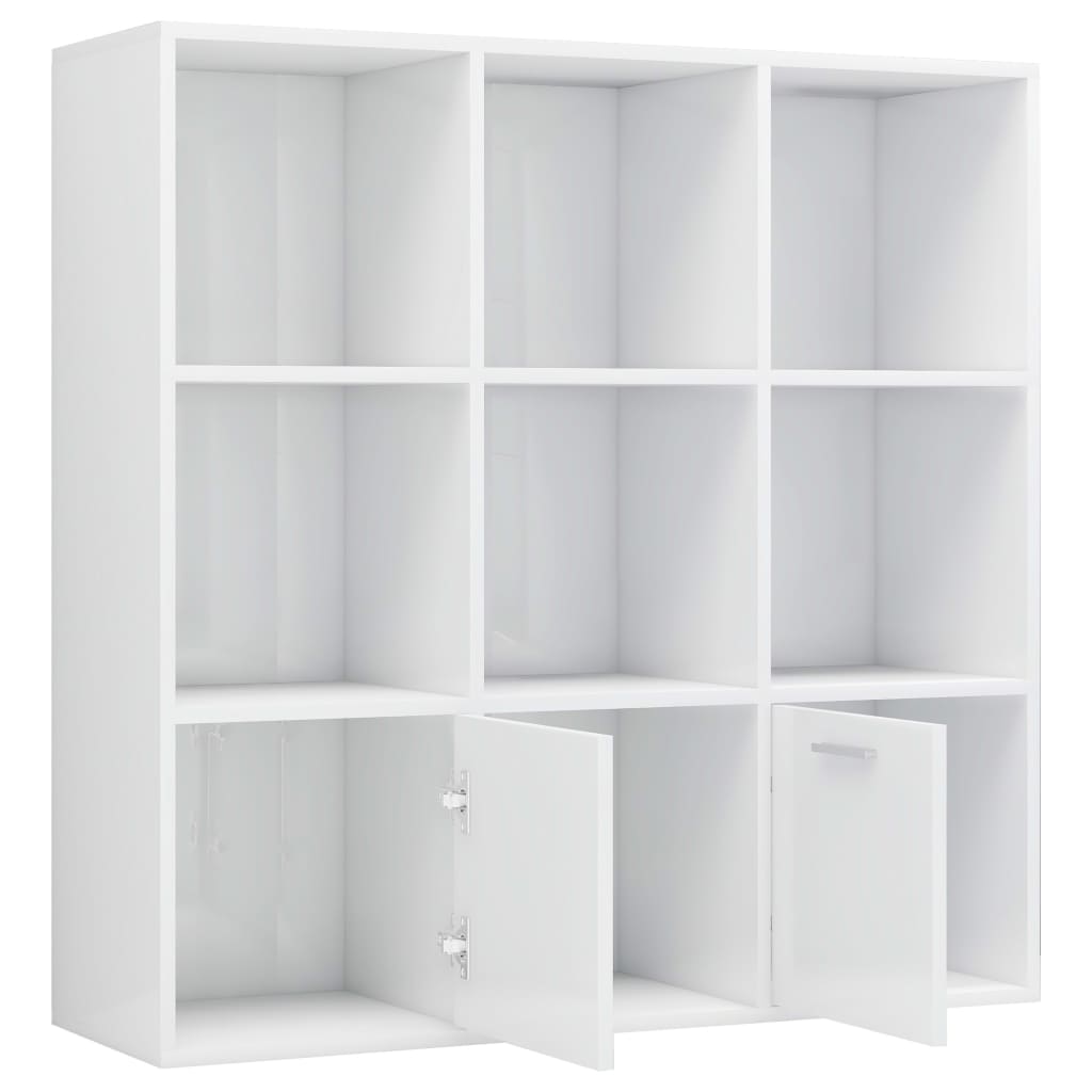 bogreol 98x30x98 cm konstrueret træ hvid højglans