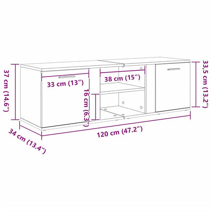 tv-bord 120x34x37 cm konstrueret træ betongrå