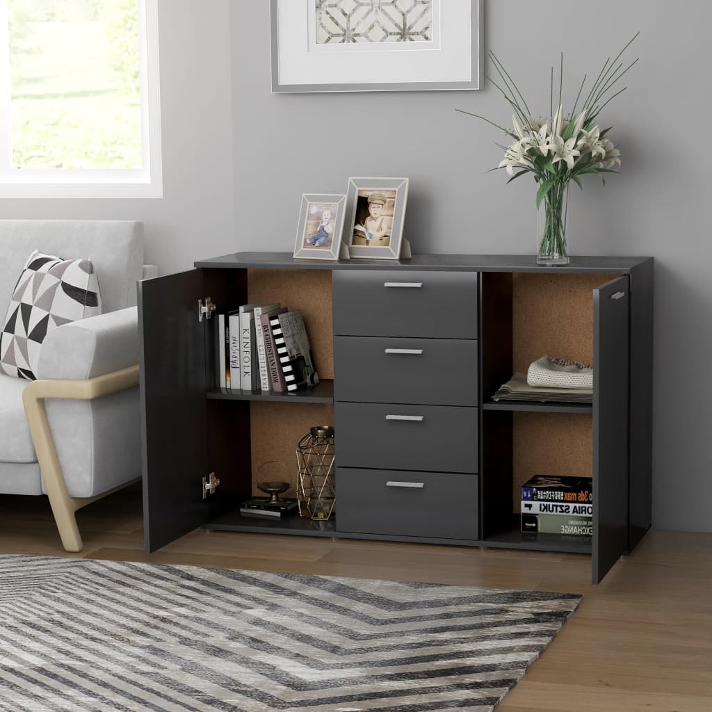 skænk 120x35,5x75 cm konstrueret træ grå