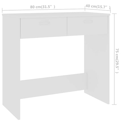 skrivebord 80x40x75 cm konstrueret træ hvid