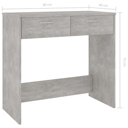 skrivebord 80x40x75 cm konstrueret træ betongrå