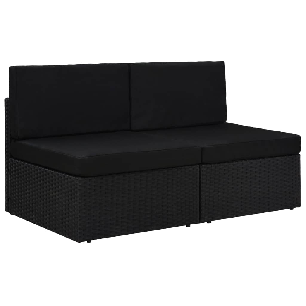 2-personers sofa modulr polyrattan sort