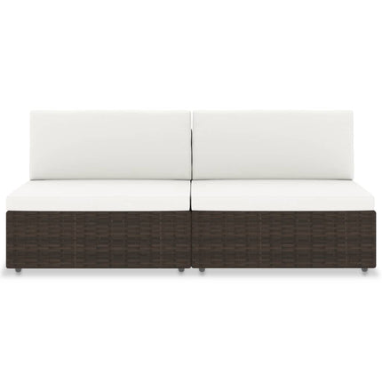 2-personers sofa modulær polyrattan brun