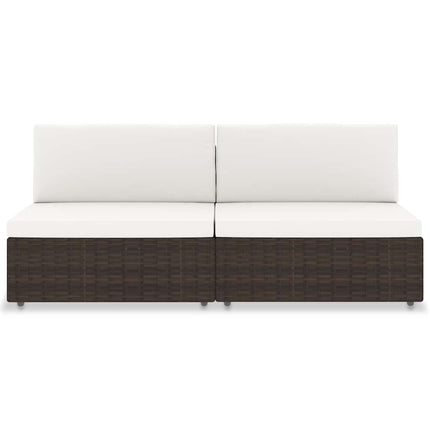 2-personers sofa modulær polyrattan brun