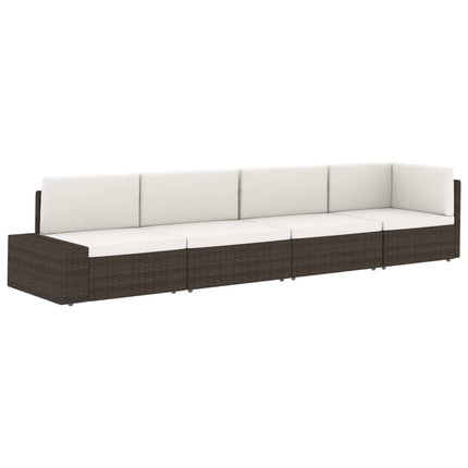2-personers sofa modulær polyrattan brun