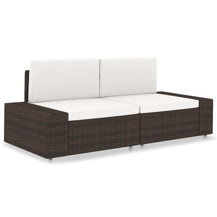 2-personers sofa modulær polyrattan brun
