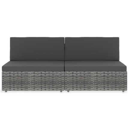 2-personers sofa modulær polyrattan grå