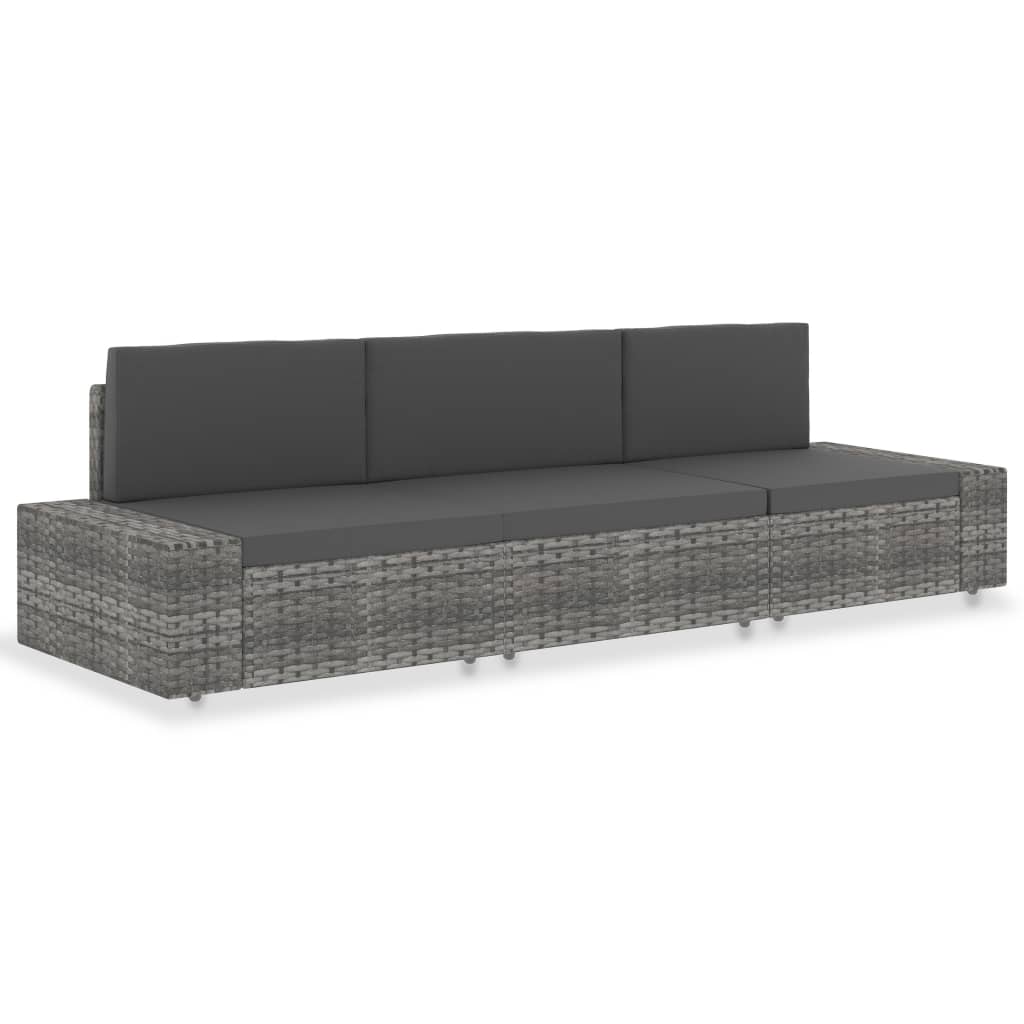 3-personers sofa modulr polyrattan gr
