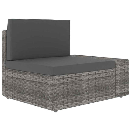 3-personers sofa modulær polyrattan grå