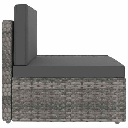 3-personers sofa modulær polyrattan grå