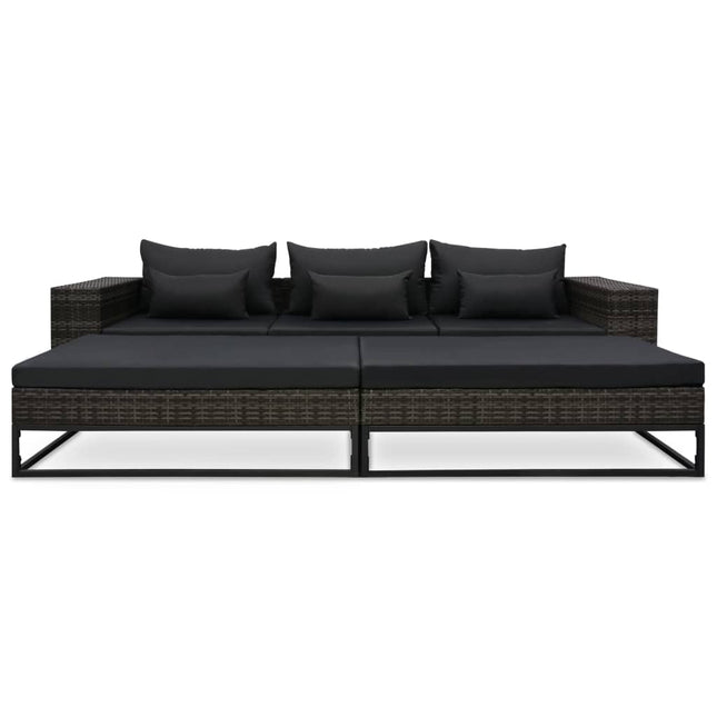 havesofasæt 5 dele med hynder polyrattan grå