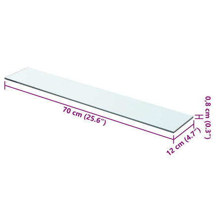 hylder 2 stk. glaspanel 70 x 12 cm klar