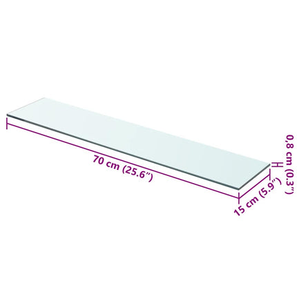 hylder 2 stk. glaspanel 70 x 15 cm klar