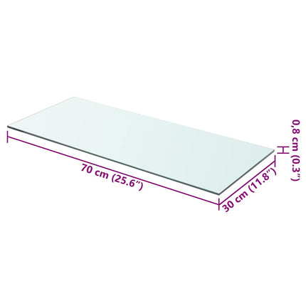 hylder 2 stk. glaspanel 70 x 30 cm klar