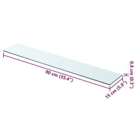 hylder 2 stk. glaspanel 90 x 15 cm klar