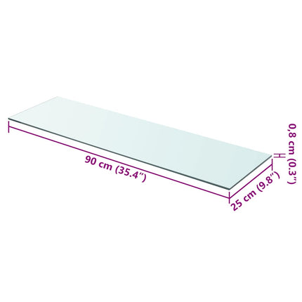 hylder 2 stk. glaspanel 90 x 25 cm klar