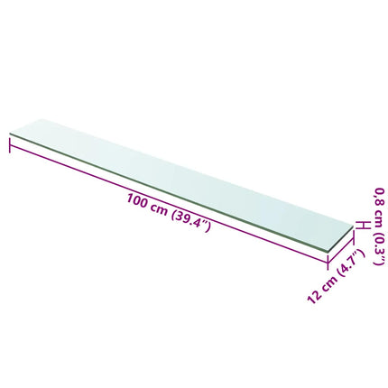 hylder 2 stk. glaspanel 100 x 12 cm klar