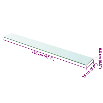 hylder 2 stk. glaspanel 110 x 15 cm klar