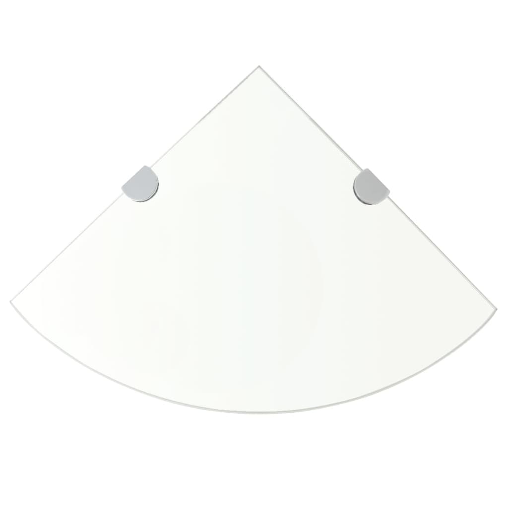 hjørnehylder m. krombeslag 2 stk. 25x25 cm glas klar
