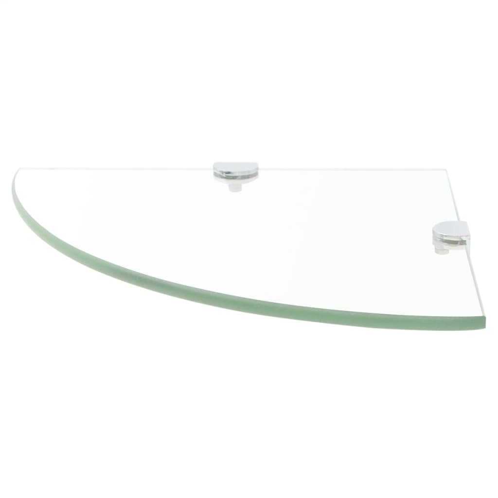 hjørnehylder m. krombeslag 2 stk. 25x25 cm glas klar