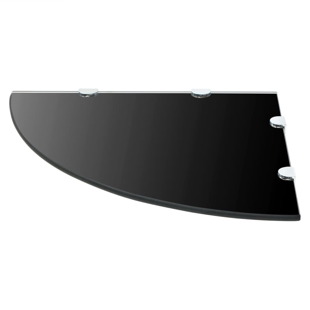 hjørnehylder m. krombeslag 2 stk. 45 x 45 cm glas sort