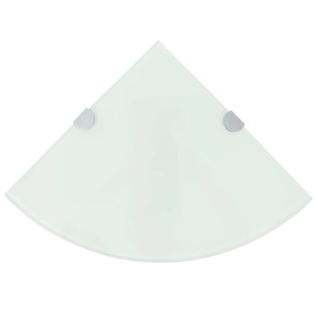 hjørnehylder m. krombeslag 2 stk. 25x25 cm hvidt glas