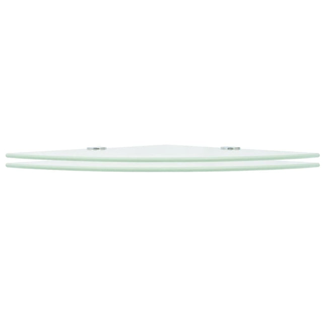 hjørnehylder m. krombeslag 2 stk. 25x25 cm hvidt glas