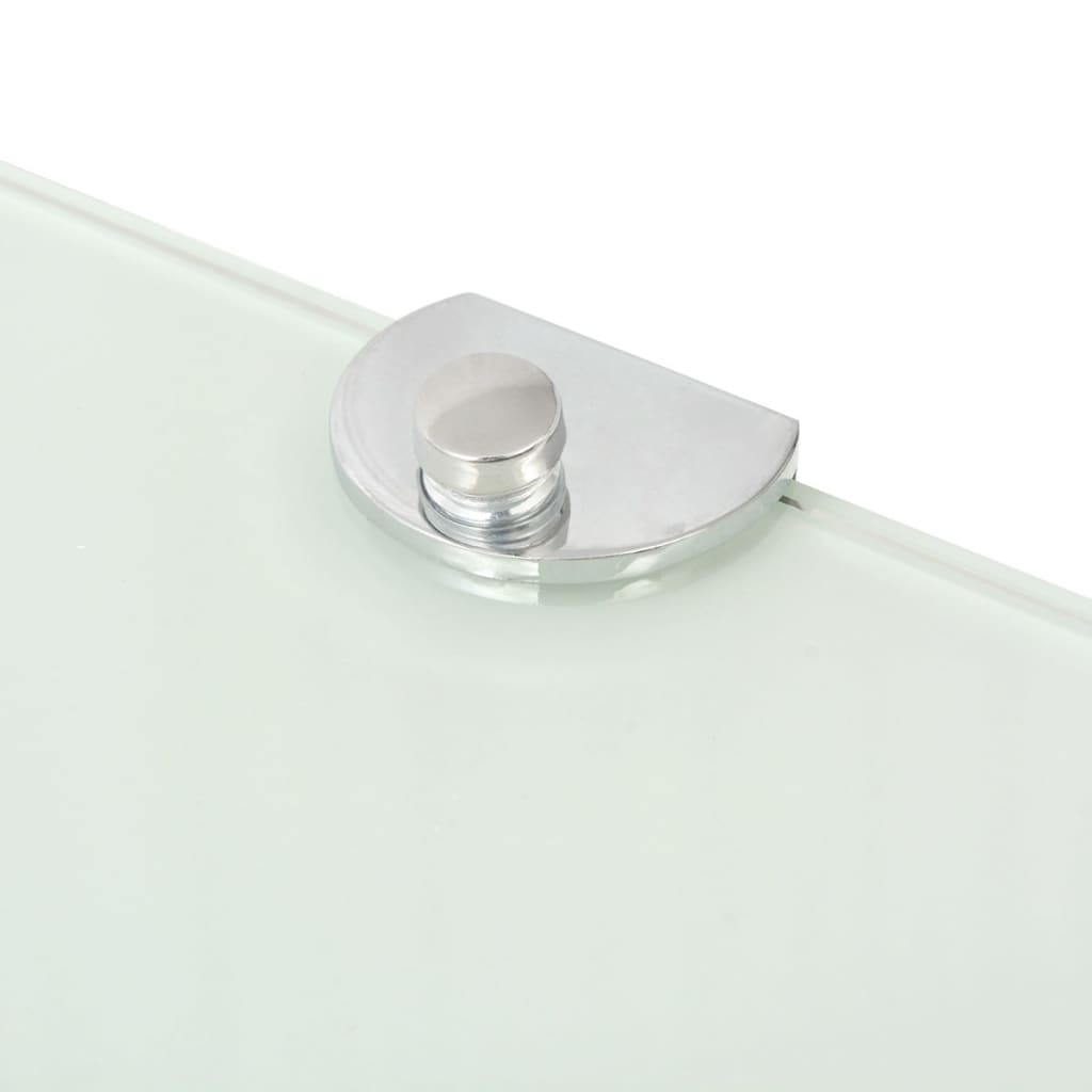 hjørnehylder m. krombeslag 2 stk. 25x25 cm hvidt glas