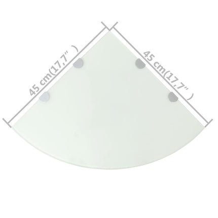 hjørnehylder m. krombeslag 2 stk. 45 x 45 cm glas hvid